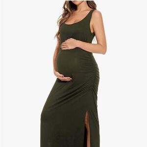 Olive Green Maternity Maxi Dress